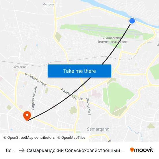 Bekat to Самаркандский Сельскохозяйственный Институт map