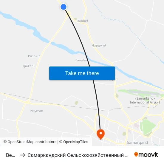 Bekat to Самаркандский Сельскохозяйственный Институт map