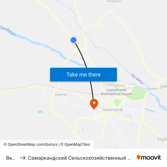 Bekat to Самаркандский Сельскохозяйственный Институт map