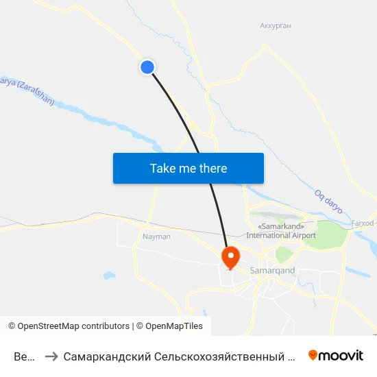 Bekat to Самаркандский Сельскохозяйственный Институт map