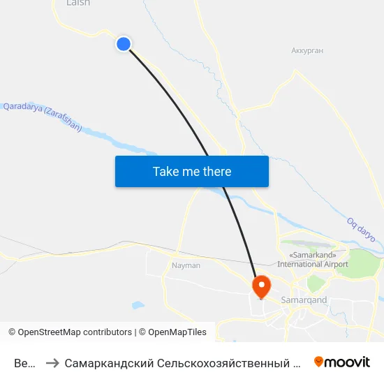 Bekat to Самаркандский Сельскохозяйственный Институт map