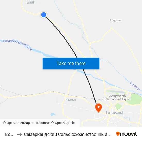 Bekat to Самаркандский Сельскохозяйственный Институт map