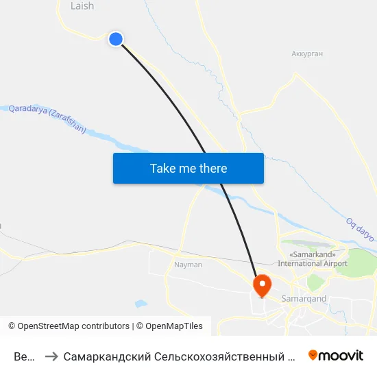 Bekat to Самаркандский Сельскохозяйственный Институт map