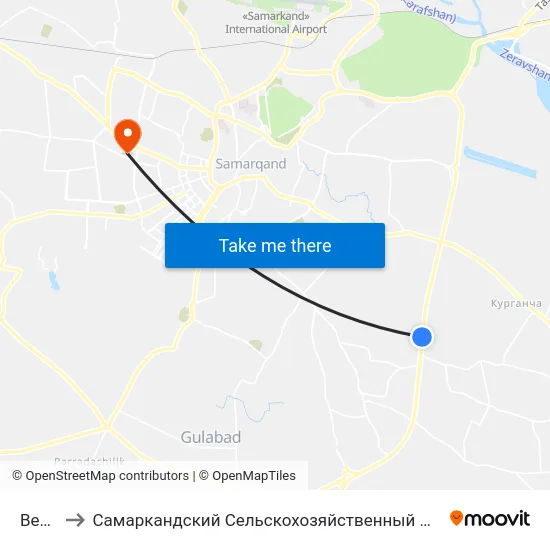 Bekat to Самаркандский Сельскохозяйственный Институт map
