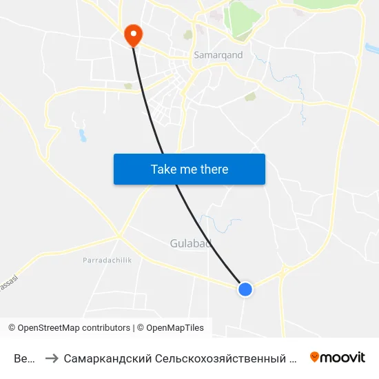 Bekat to Самаркандский Сельскохозяйственный Институт map
