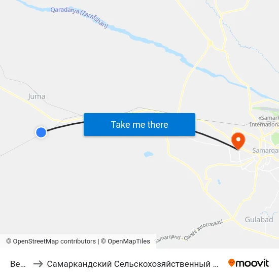 Bekat to Самаркандский Сельскохозяйственный Институт map