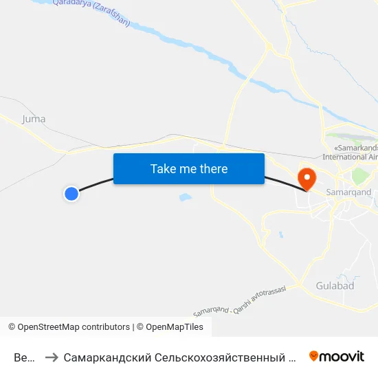 Bekat to Самаркандский Сельскохозяйственный Институт map