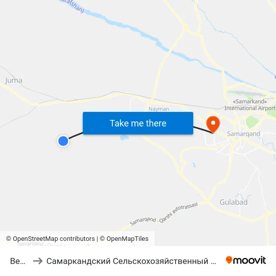 Bekat to Самаркандский Сельскохозяйственный Институт map