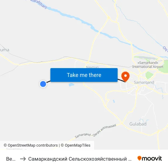 Bekat to Самаркандский Сельскохозяйственный Институт map