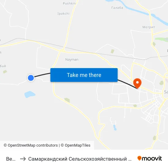 Bekat to Самаркандский Сельскохозяйственный Институт map