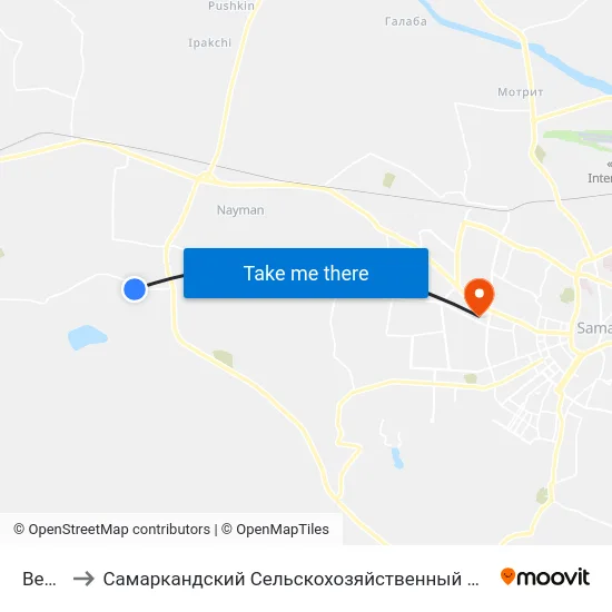 Bekat to Самаркандский Сельскохозяйственный Институт map