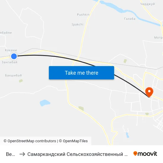 Bekat to Самаркандский Сельскохозяйственный Институт map