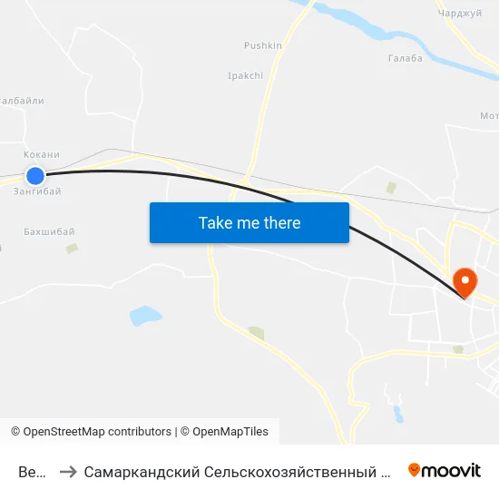 Bekat to Самаркандский Сельскохозяйственный Институт map