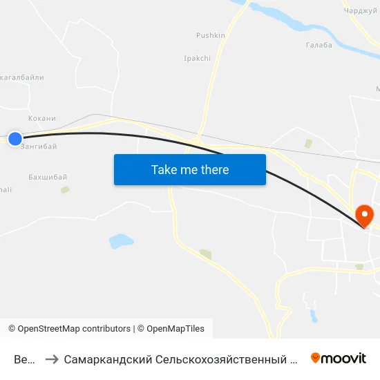 Bekat to Самаркандский Сельскохозяйственный Институт map