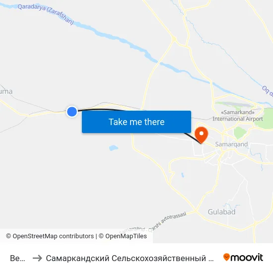 Bekat to Самаркандский Сельскохозяйственный Институт map