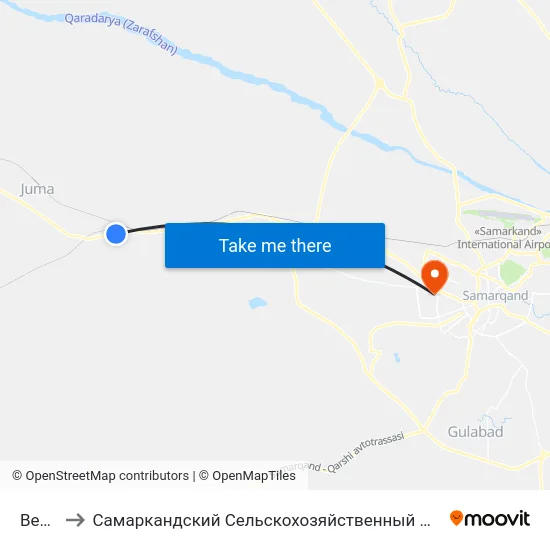 Bekat to Самаркандский Сельскохозяйственный Институт map