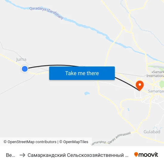 Bekat to Самаркандский Сельскохозяйственный Институт map