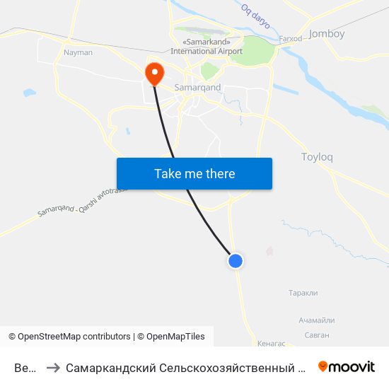 Bekat to Самаркандский Сельскохозяйственный Институт map