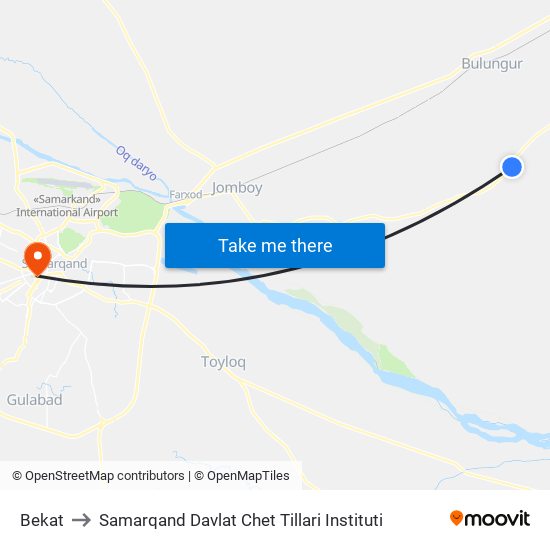 Bekat to Samarqand Davlat Chet Tillari Instituti map