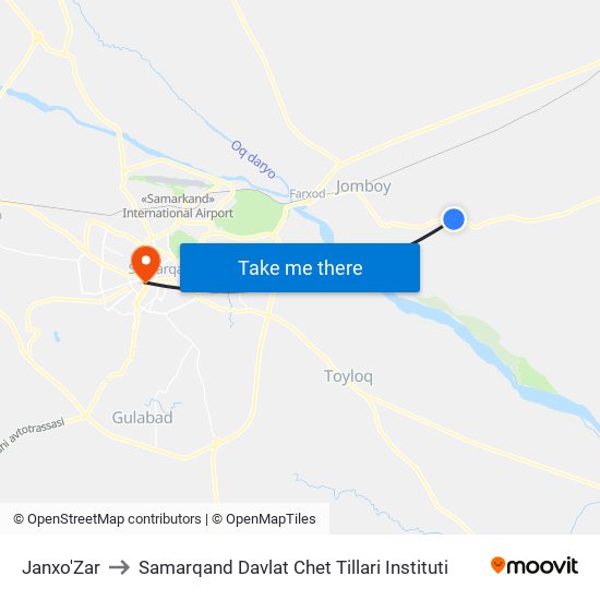 Janxo'Zar to Samarqand Davlat Chet Tillari Instituti map