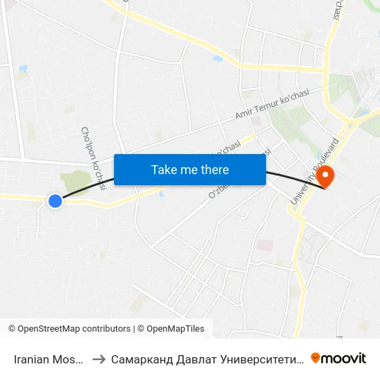 Iranian Mosquée to Самарканд Давлат Университети (Самду) map