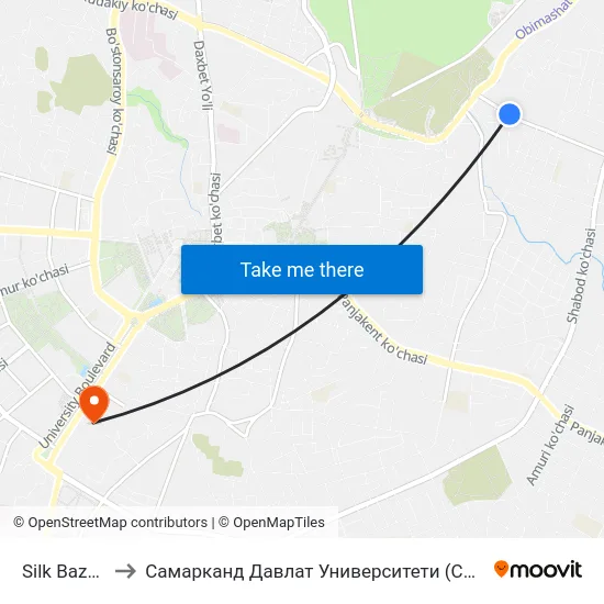 Silk Bazaar to Самарканд Давлат Университети (Самду) map