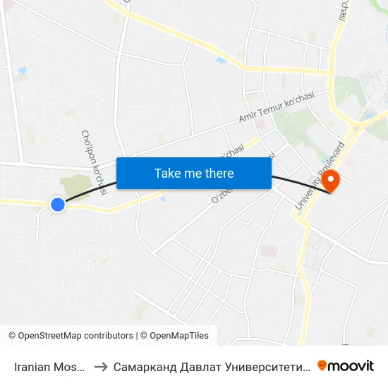 Iranian Mosquée to Самарканд Давлат Университети (Самду) map