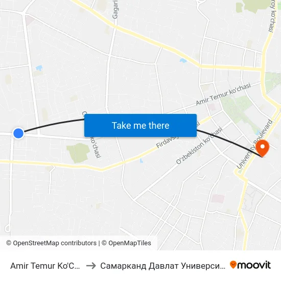 Amir Temur Ko'Chasi, 184 to Самарканд Давлат Университети (Самду) map