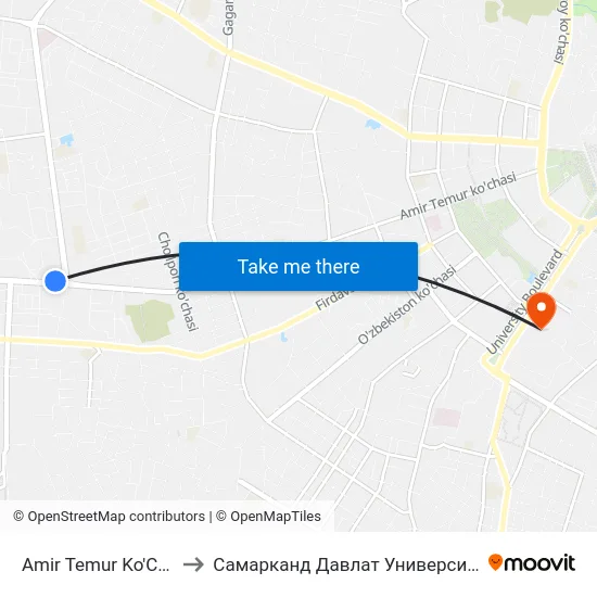 Amir Temur Ko'Chasi, 149 to Самарканд Давлат Университети (Самду) map
