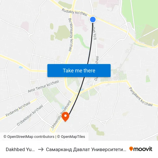 Dakhbed Yuli, 45 to Самарканд Давлат Университети (Самду) map