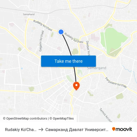 Rudakiy Ko'Chasi, 164 to Самарканд Давлат Университети (Самду) map