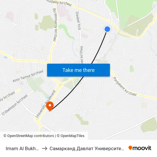 Imam Al Bukhari St. to Самарканд Давлат Университети (Самду) map