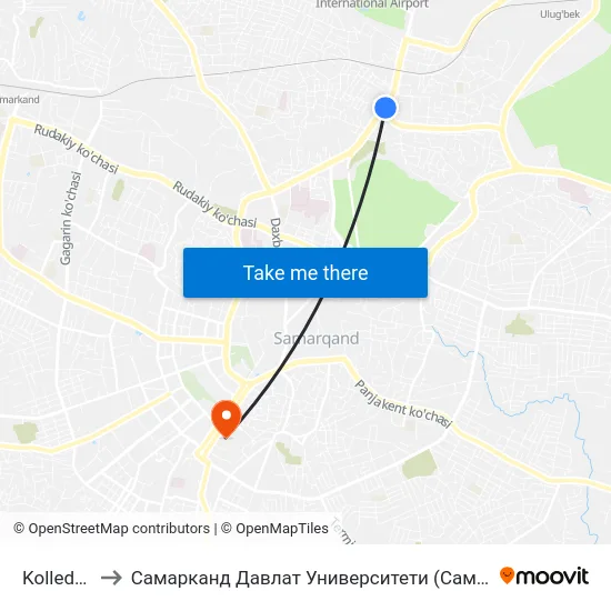 Kolledzh to Самарканд Давлат Университети (Самду) map