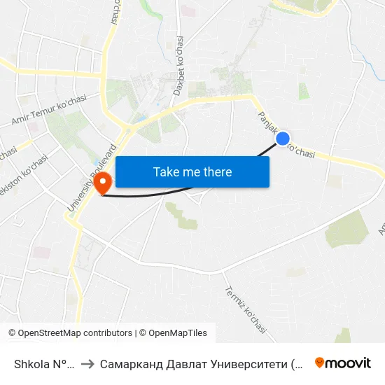 Shkola Nº 27 to Самарканд Давлат Университети (Самду) map