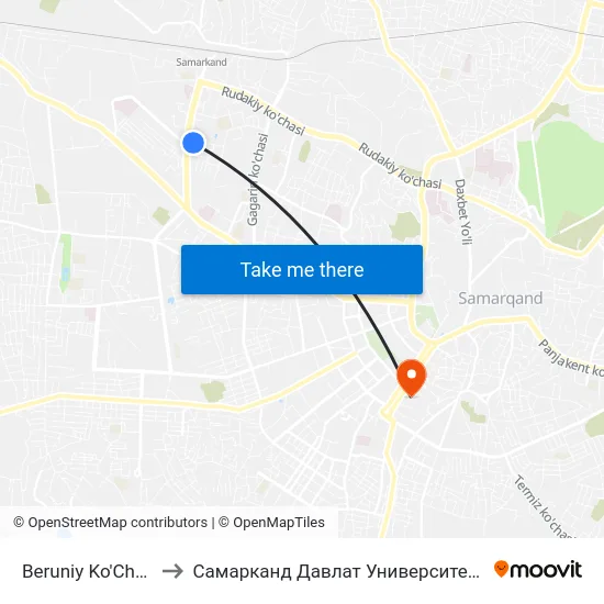 Beruniy Ko'Chasi, 71 to Самарканд Давлат Университети (Самду) map