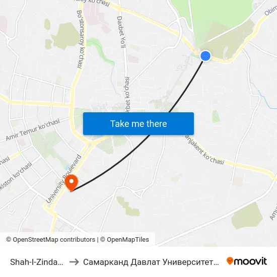 Shah-I-Zinda Park to Самарканд Давлат Университети (Самду) map