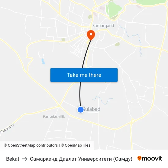 Bekat to Самарканд Давлат Университети (Самду) map