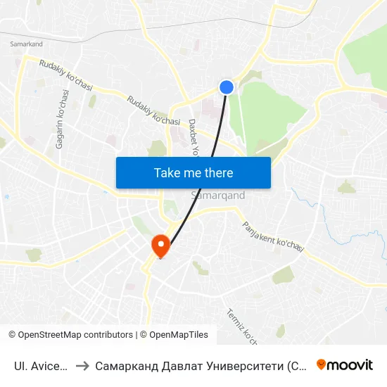 Ul. Avicenni to Самарканд Давлат Университети (Самду) map
