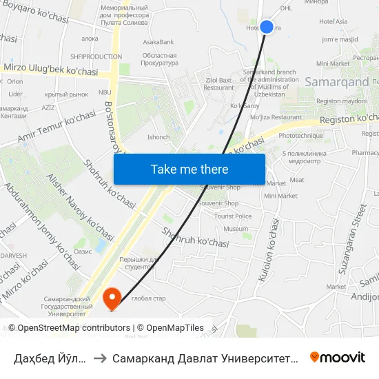 Даҳбед Йўли, 97 to Самарканд Давлат Университети (Самду) map