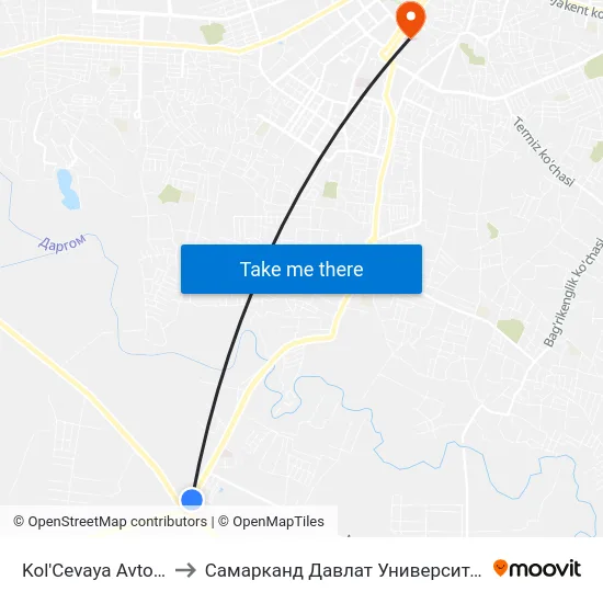 Kol'Cevaya Avtodoroga to Самарканд Давлат Университети (Самду) map