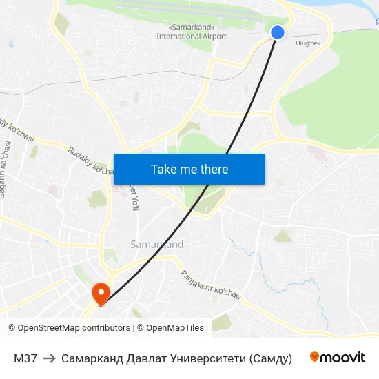 M37 to Самарканд Давлат Университети (Самду) map