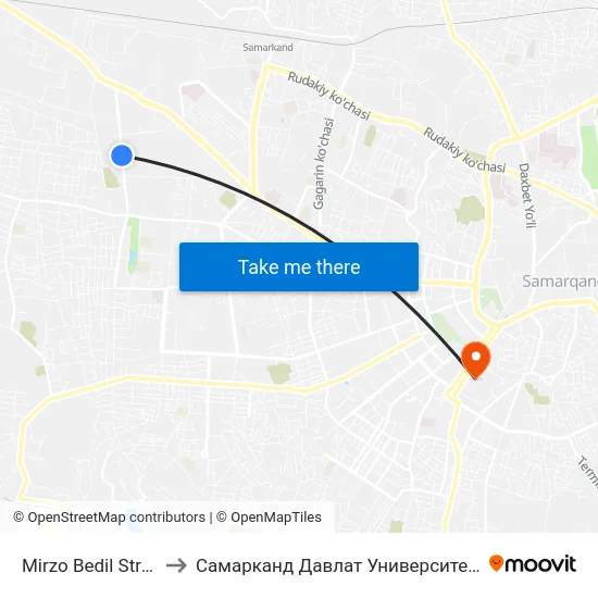 Mirzo Bedil Street, 16 to Самарканд Давлат Университети (Самду) map