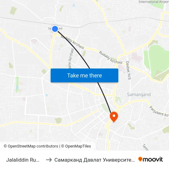 Jalaliddin Rumi Park to Самарканд Давлат Университети (Самду) map