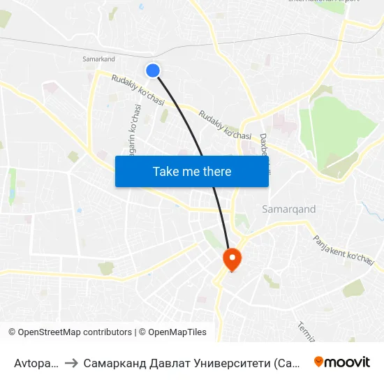 Avtopark to Самарканд Давлат Университети (Самду) map