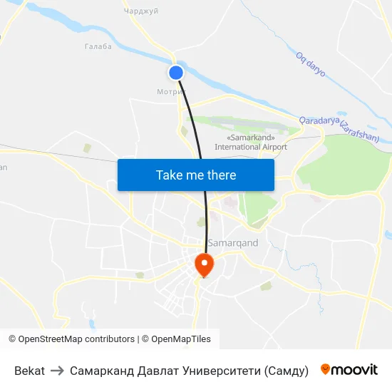 Bekat to Самарканд Давлат Университети (Самду) map