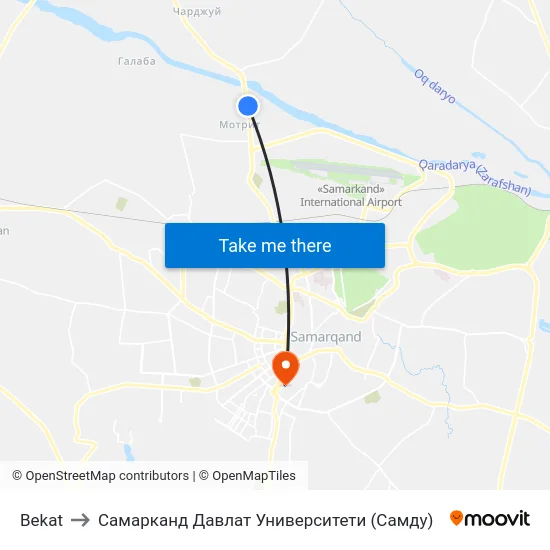 Bekat to Самарканд Давлат Университети (Самду) map