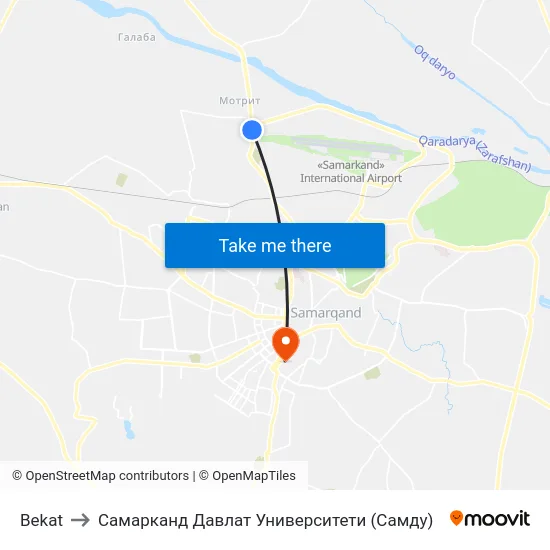 Bekat to Самарканд Давлат Университети (Самду) map
