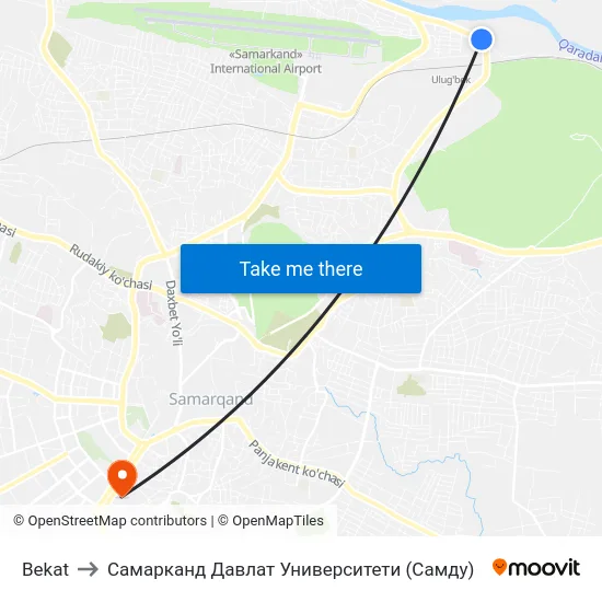 Bekat to Самарканд Давлат Университети (Самду) map