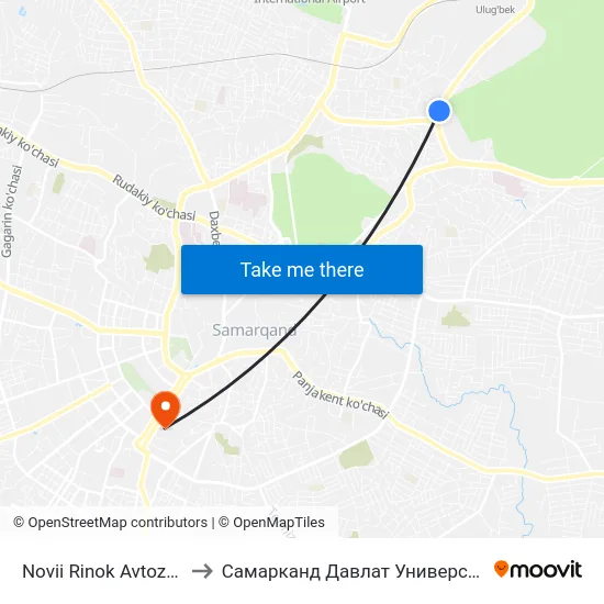 Novii Rinok Avtozapchastei to Самарканд Давлат Университети (Самду) map