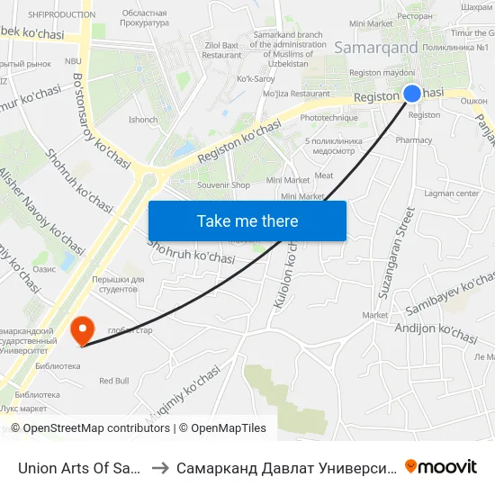 Union Arts Of Samarqand to Самарканд Давлат Университети (Самду) map